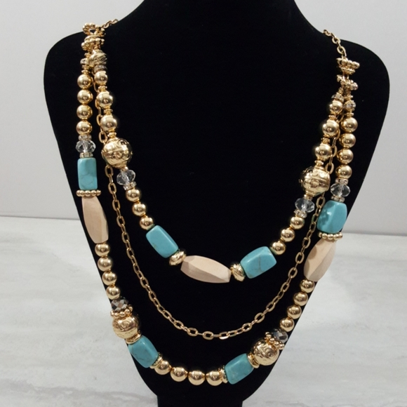 Tina Gil 3 layer Necklace Earring Set - Picture 2 of 3